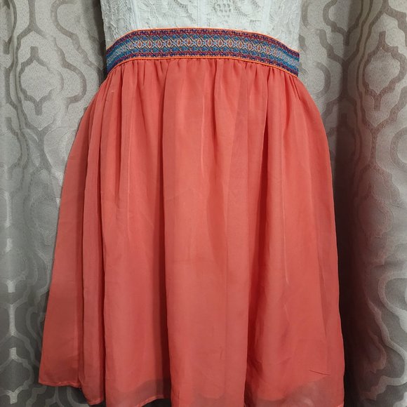 Speechless Orange and white lace Embroidered Spaghetti Strap Tank Midi Dress - Picture 4 of 9